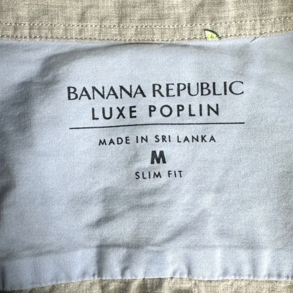 Banana Republic Mens Luxe Poplin Shirt Grey‎ Lime Slice Print Slim Fit Medium